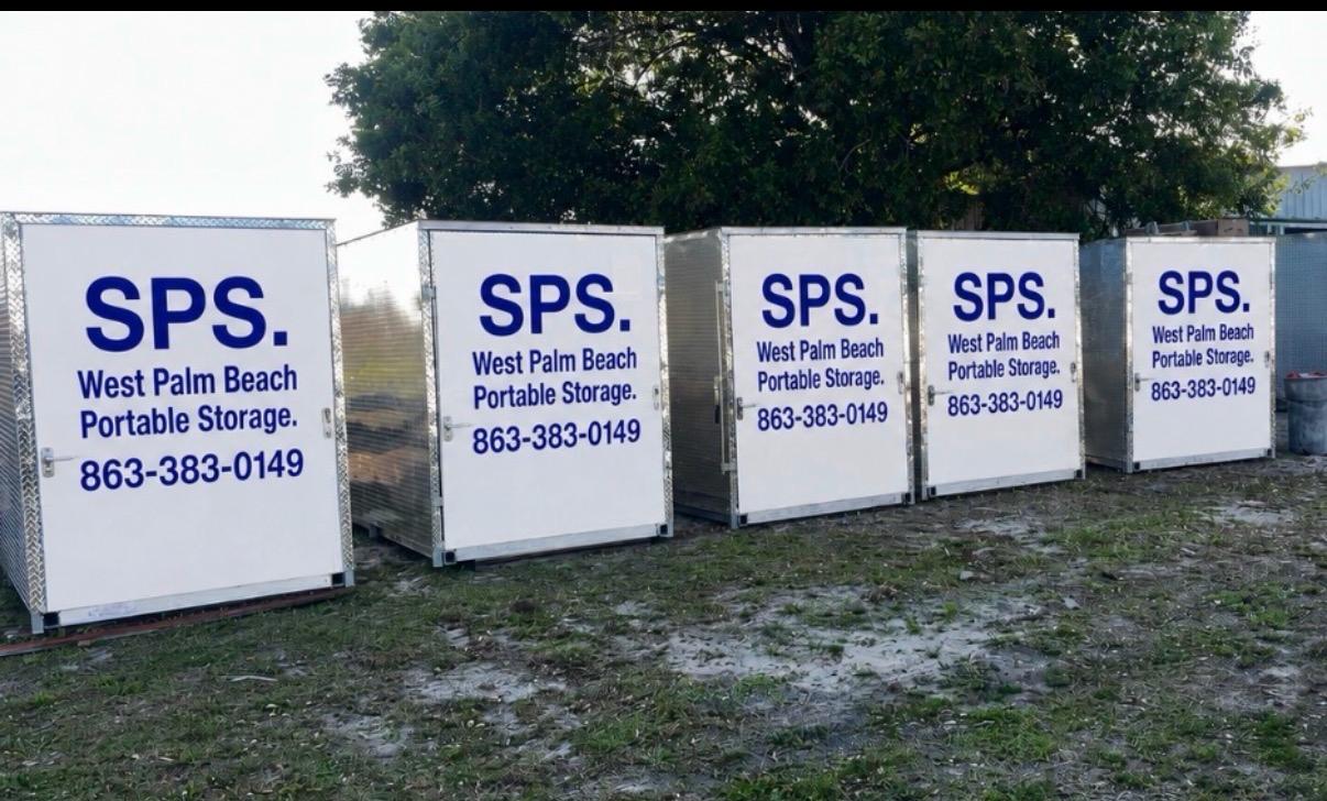 A row of actual SPS West Palm Beach portable storage containers